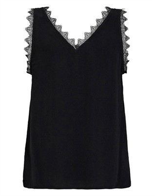 Perin CC Lace Singlet Top - Black